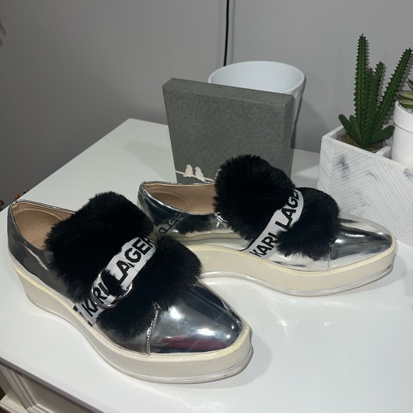 Karl Lagerfeld Birdie Metallic Patent Leather Slip On Sneakers. Size 8.5 - Picture 13 of 13